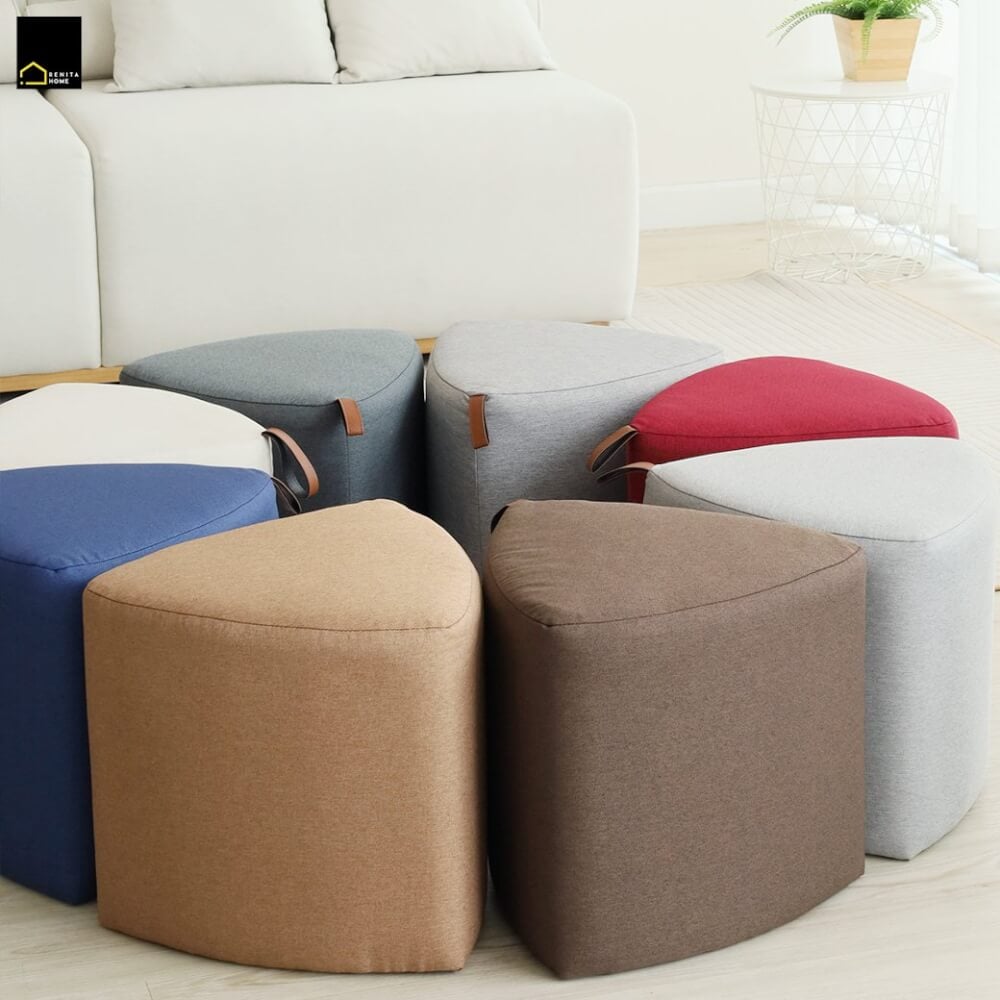 สตูลทรงสามเหลี่ยม RENITA HOME PEBBLE STOOL สีแดง 40x40ซม._4